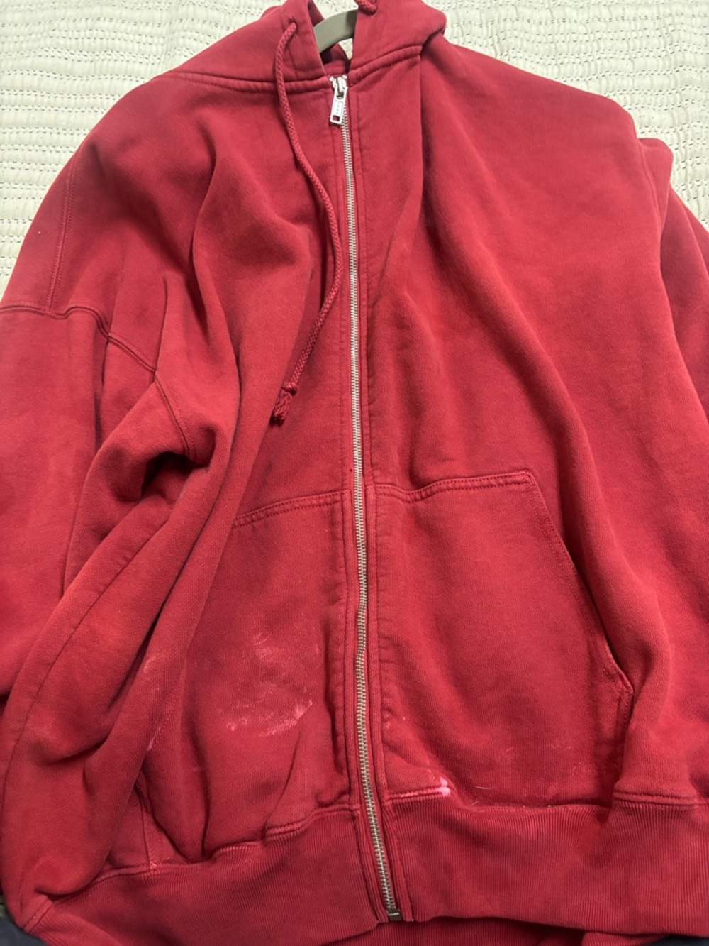 Brandy Melville Red Zip-Up Hoodie